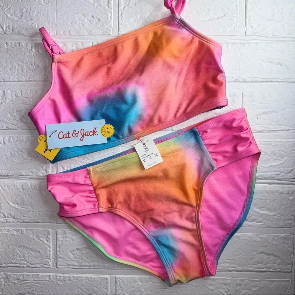 New Cat & Jack Colorful Tie-Dye Bikini Set Size XL (14)